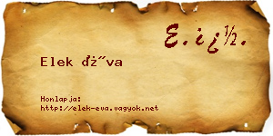 Elek Éva névjegykártya